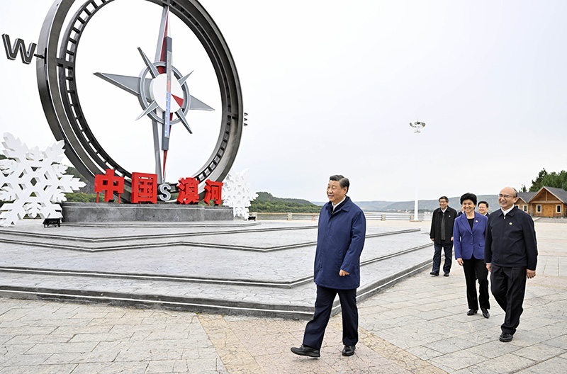 9月6日至8日，中共中央總書記、國家主席、中央軍委主席習近平在黑龍江考察。這是6日下午，習近平在大興安嶺地區漠河市北極村考察。